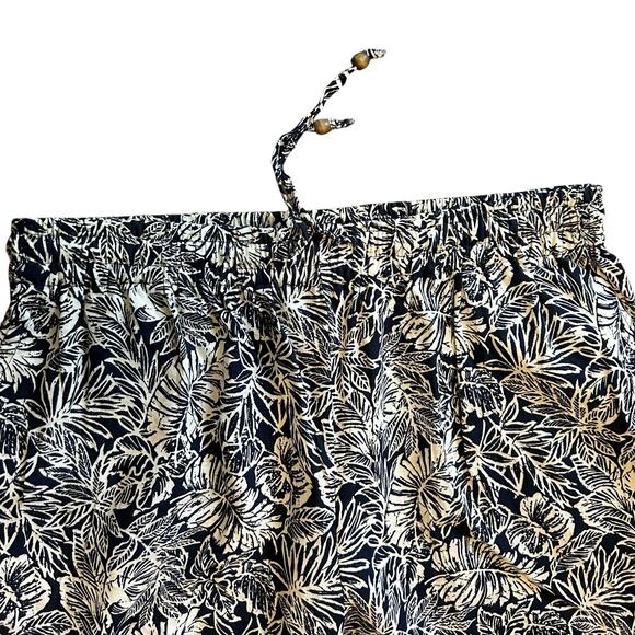 Jones New York & Co Wide Leg Crop Pants Women1X Linen Blend Pull On Navy Floral - Picture 4 of 6